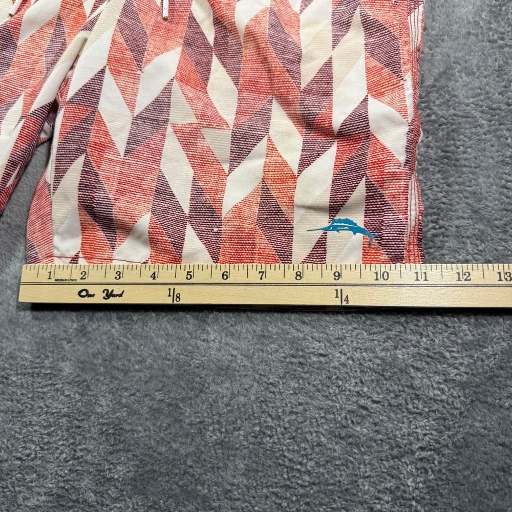 Tommy Bahama Mens Geometric Diamond Print Swim Trunks Red Orange Navy Sz Medium